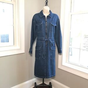 J. Crew Denim Utility Straight Dress Pockets  CC925 ~ Women’s 12 $178  NWOT